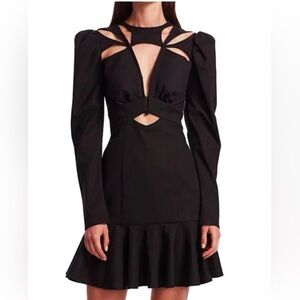 Acler Lapkus Cut Out Mini Dress with Puff Sleeves